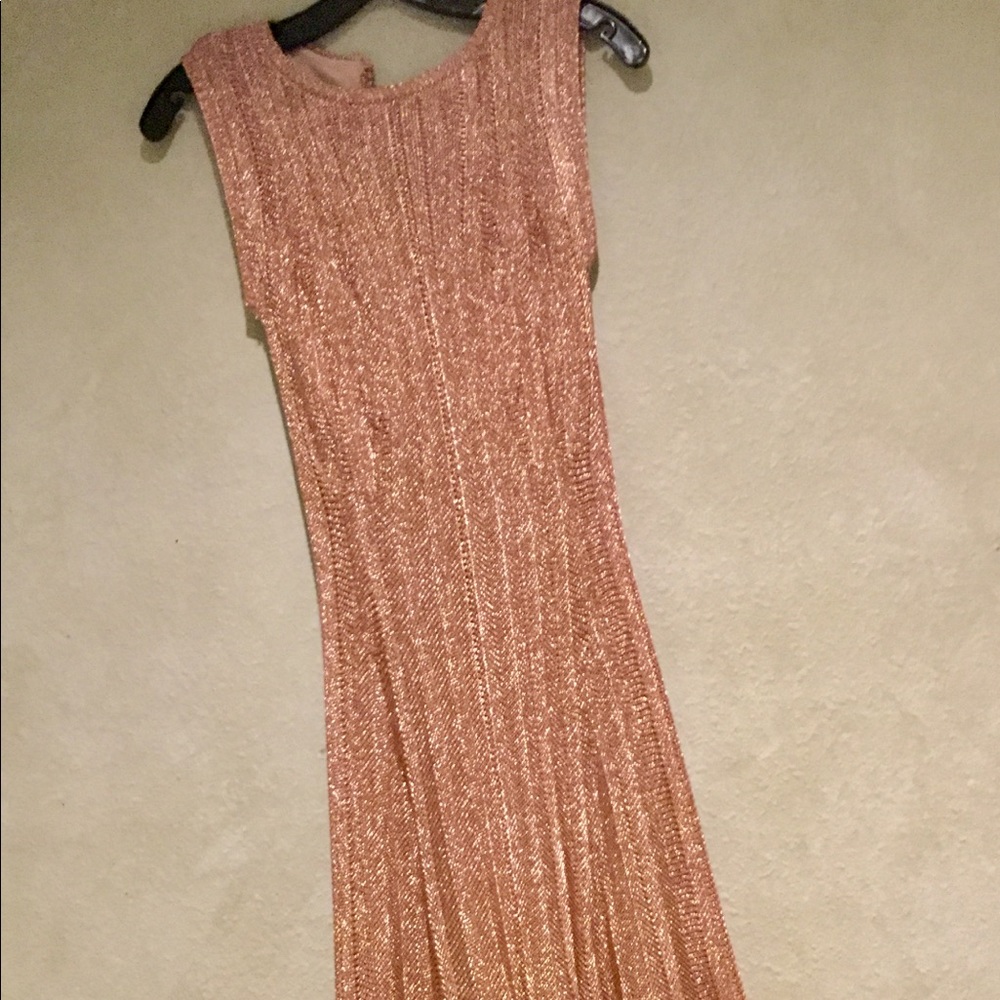 Alexander McQueen Metallic Rose Gold Dress